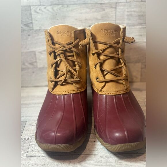 Sperry Duck Boots Dark Red and tan size 7.5 - Picture 10 of 12